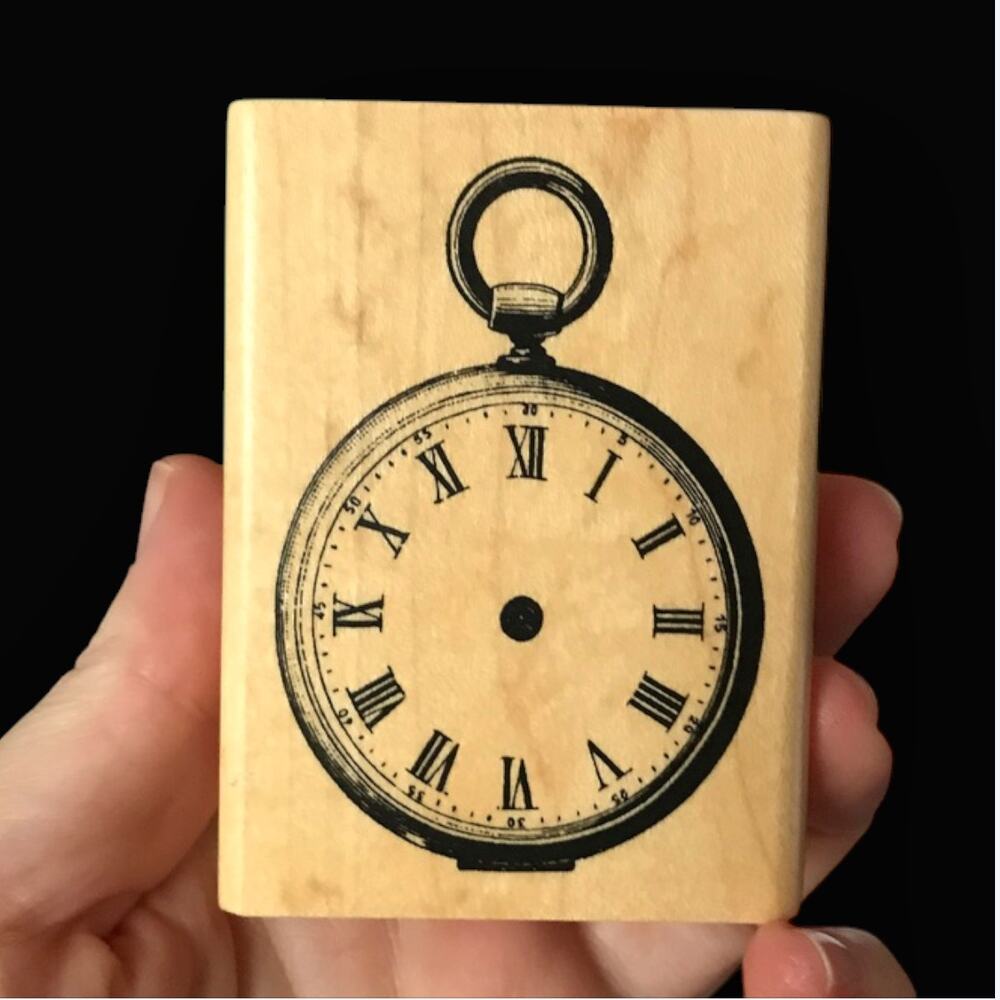 Inkadinkadoo Pocket Watch wood-mounted rubber stamp (pre-owned)